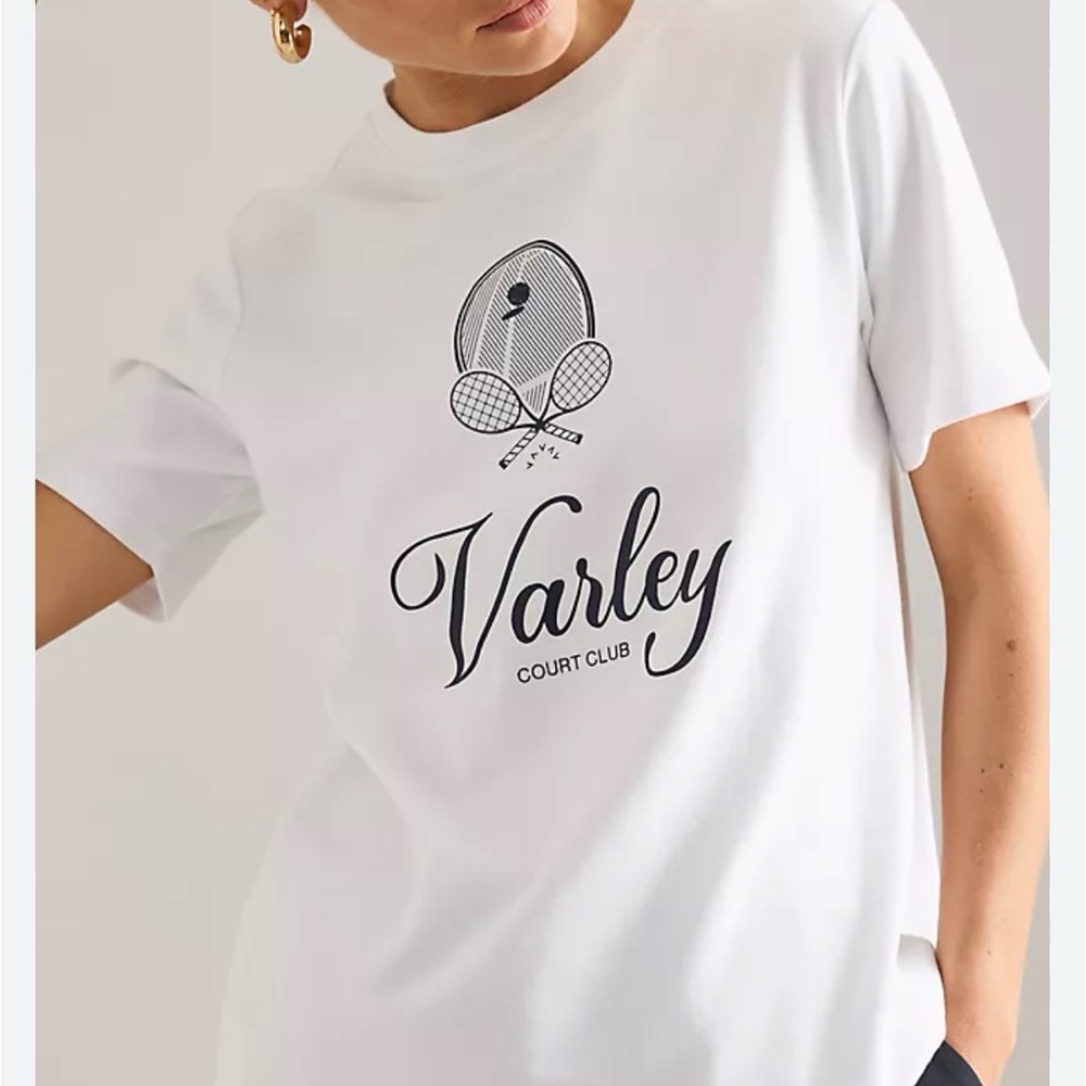 NWOT Varley Coventry Tennis T shirt Medium White Navy